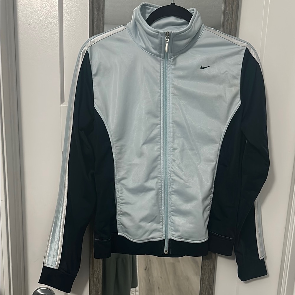Nike light and navy blue Jacket with Sporty Design size large